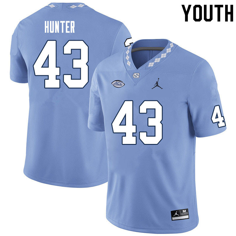 Youth #43 Braden Hunter North Carolina Tar Heels College Football Jerseys Sale-Carolina Blue